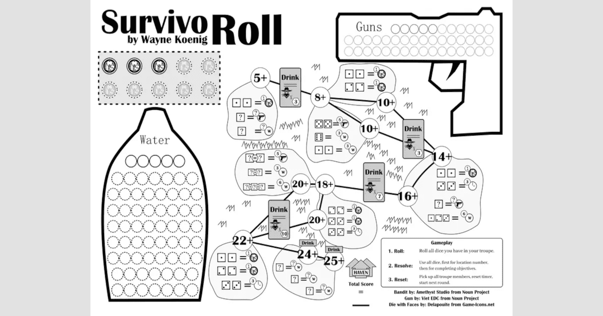 Print and Play Survivo Roll Juegos Roll & Write BoardGameGeek