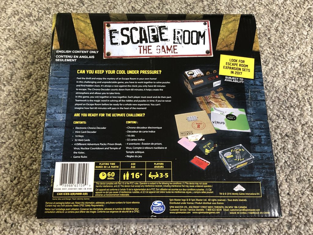 Can you keep your cool under pressure? Escape Room Board Game 