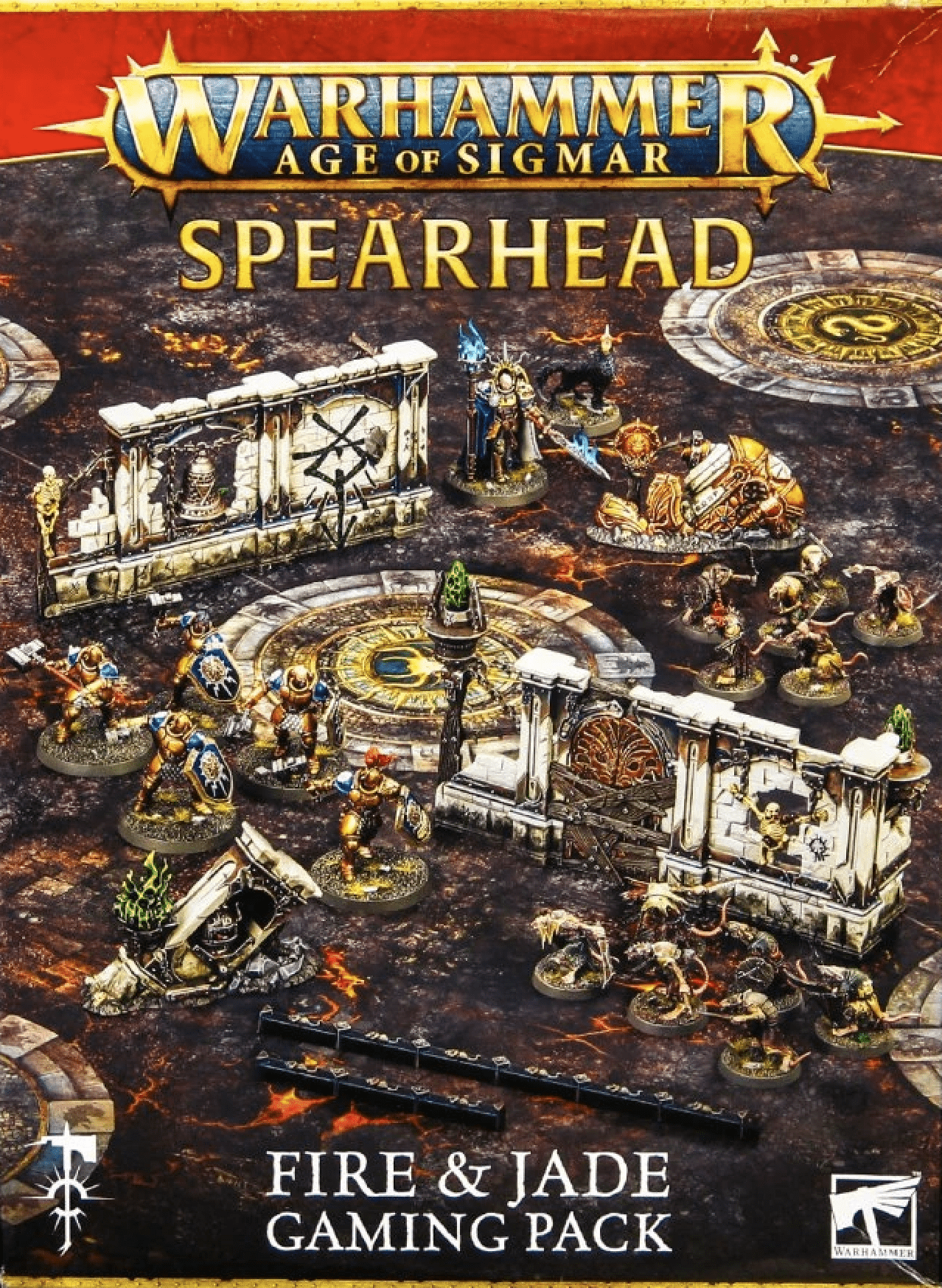 Cover art for Warhammer Age of Sigmar: Spearhead – Fire & Jade Gaming Pack