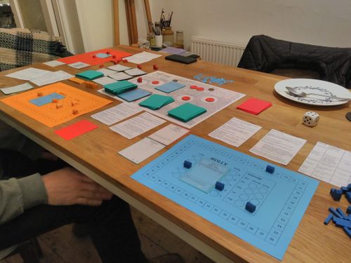 March 2021 prototype, courtesy of a dismantled copy of Catan.