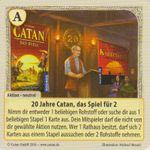 Board Game: Catan: Das Duell – Sonderkarte 2016: 20 Jahre Catan, das Spiel für 2