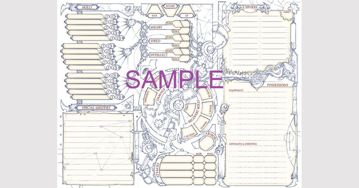 Numenera Character Sheets RPG Item RPGGeek