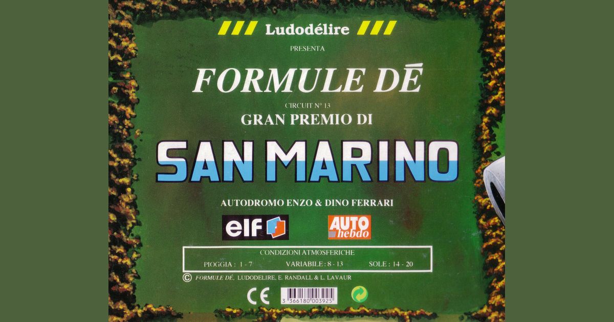 Formule De Circuit 13 San Marino Autodromo Enzo Dino Ferrari Board Game Boardgamegeek
