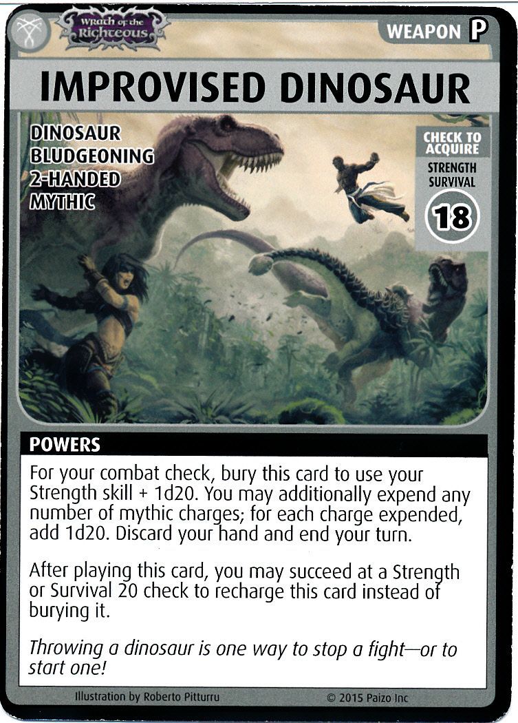 Pathfinder Adventure Card Game: Wrath of the Righteous – "Improvised  Dinosaur" Promo Card | Image | BoardGameGeek