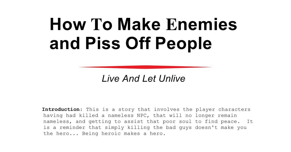 How To Make Enemies and Piss Off People | RPG Item | RPGGeek