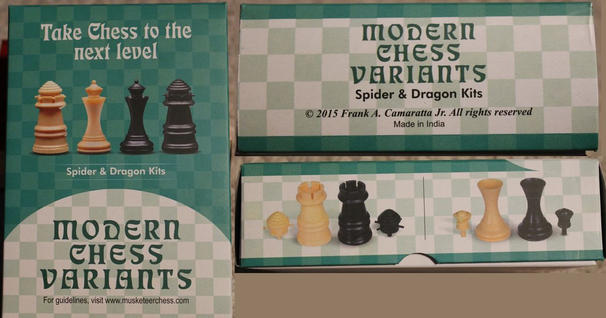 Musketeer Chess Variant Kit -  (Dragon) & Spider - Black