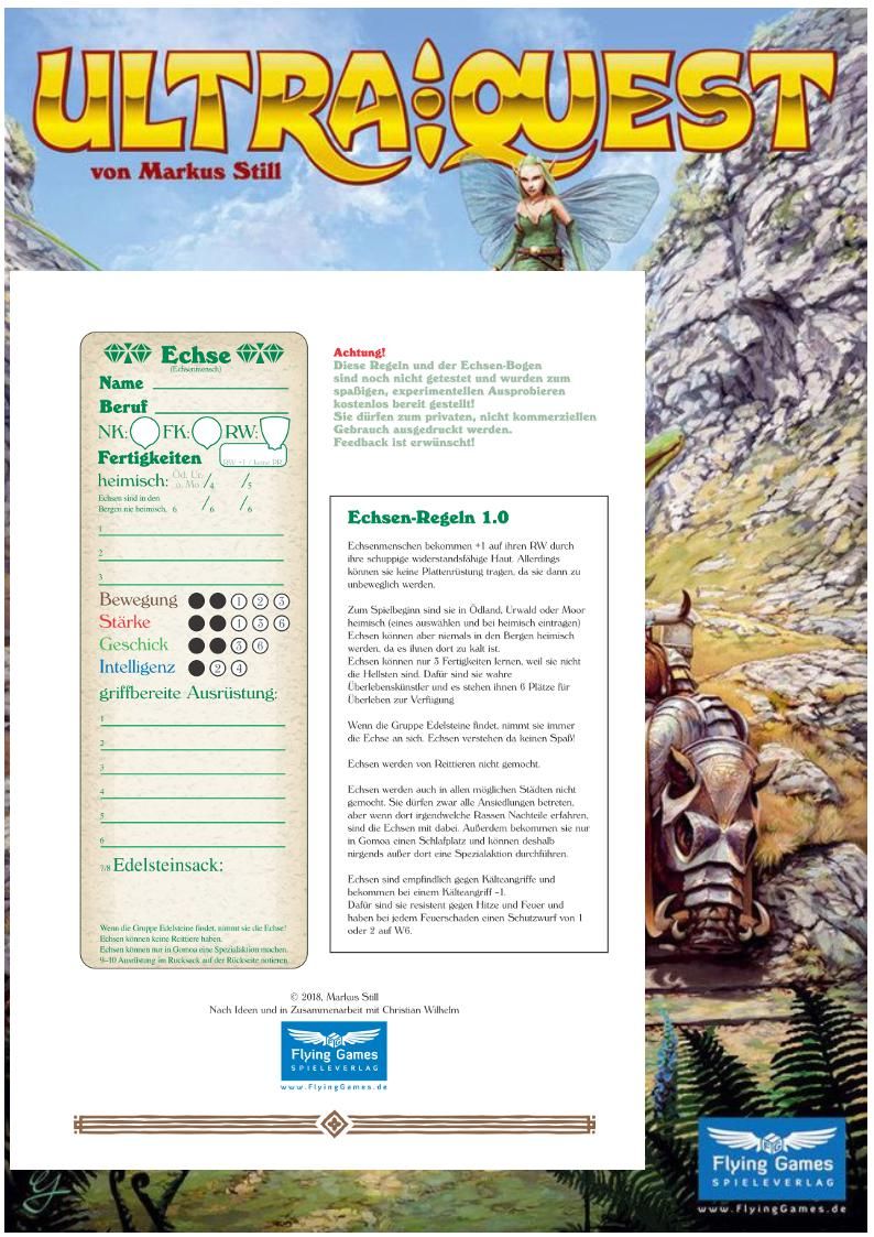 UltraQuest: Gold, Ruhm! und Ehre! – Lizardman Character Expansion / Echsen Abenteurer Erweiterung