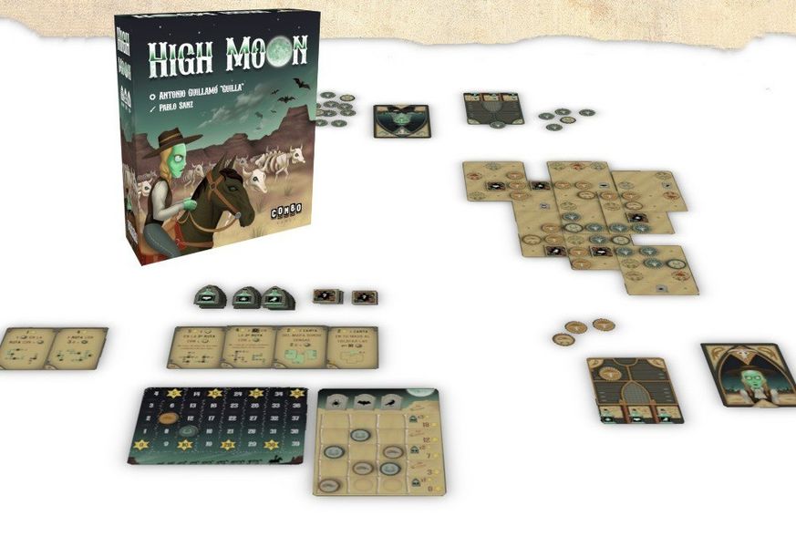 High Moon gioco da tavolo - esempio di partita e mappa