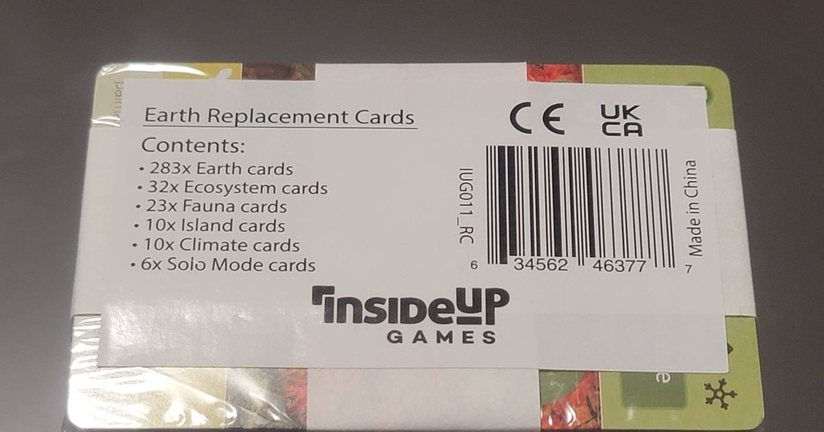 Earth: 1st Printing Replacement Cards | Board Game Accessory ...