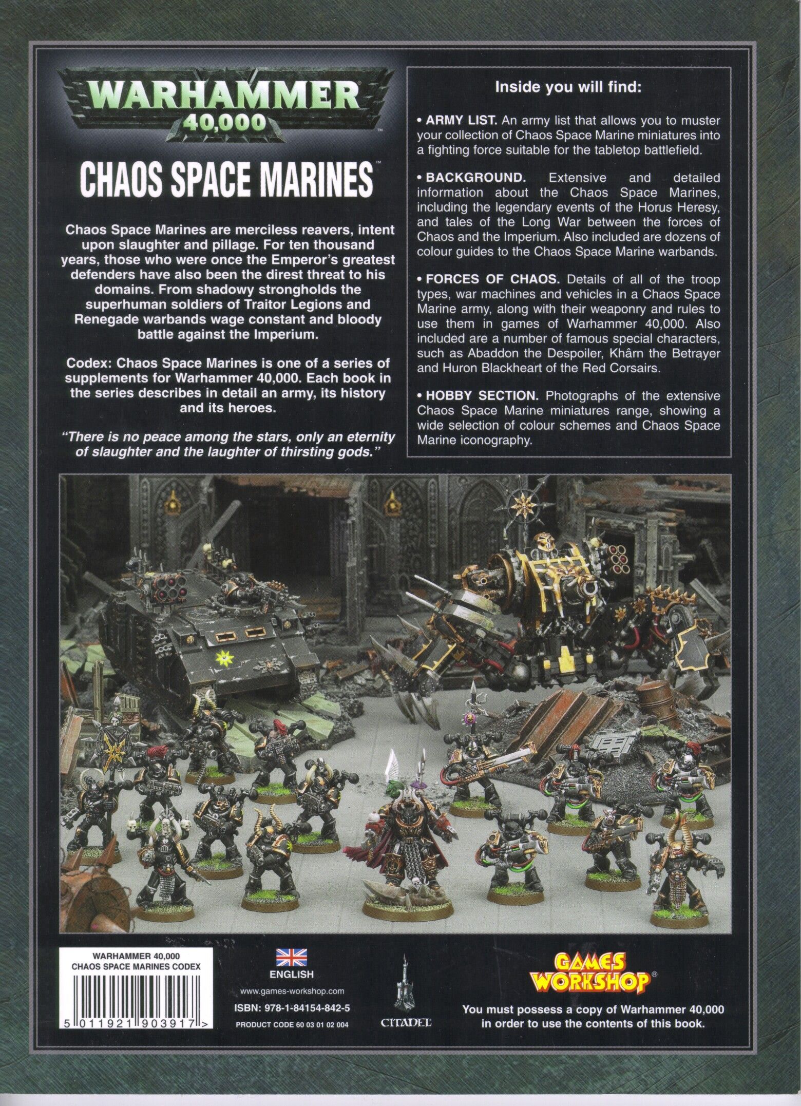 Warhammer 40k Codex Army Book - Chaos Space Marine (4th Edition)