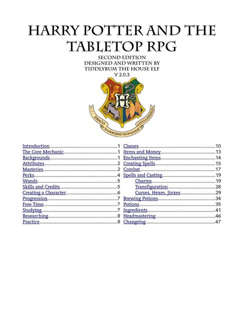 Harry Potter And The Tabletop Rpg 2nd Ed Rpg Item Rpggeek
