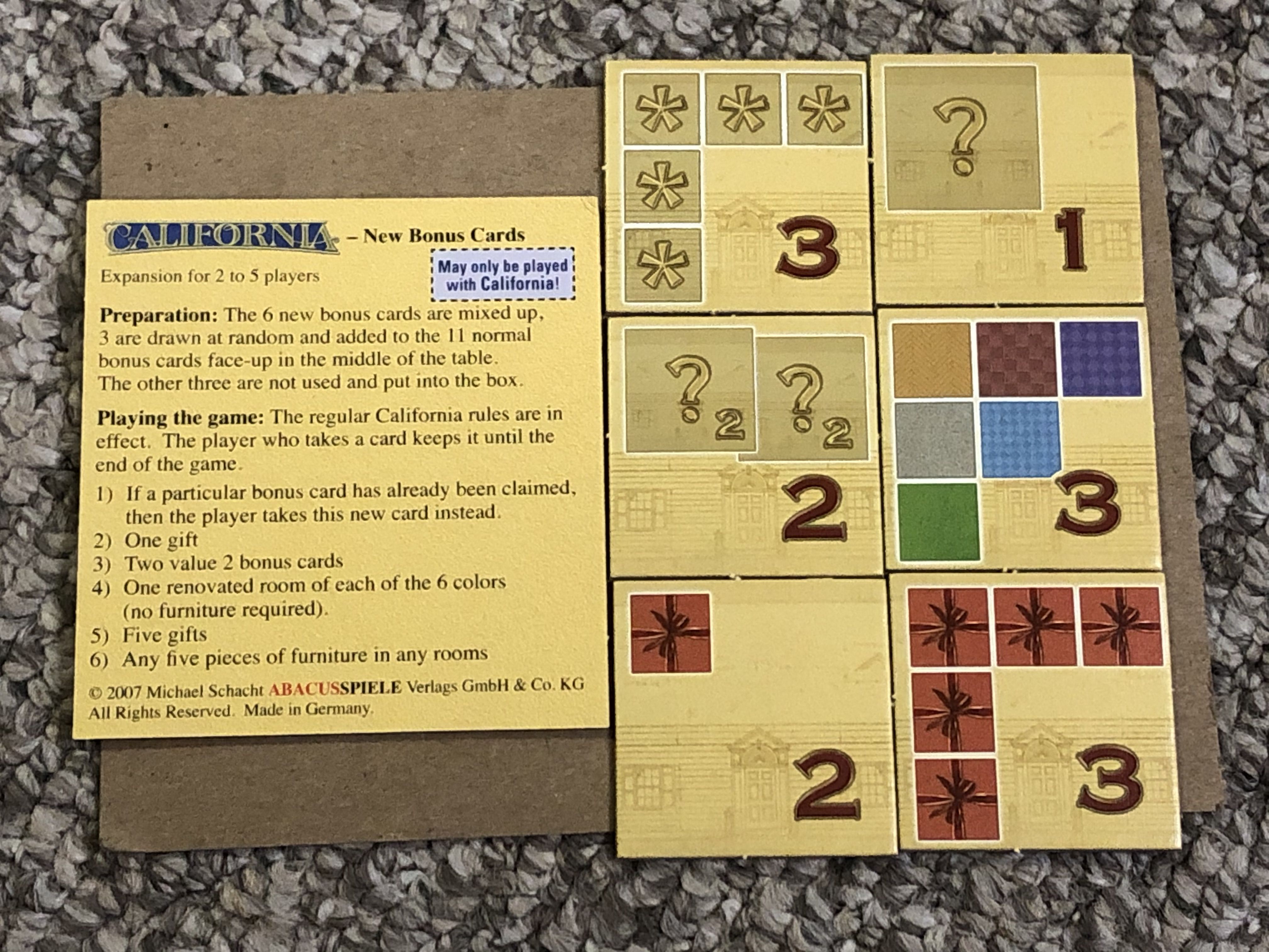 California: New Bonus Cards