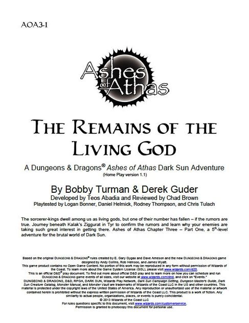 AOA3-1: The Remains of the Living God