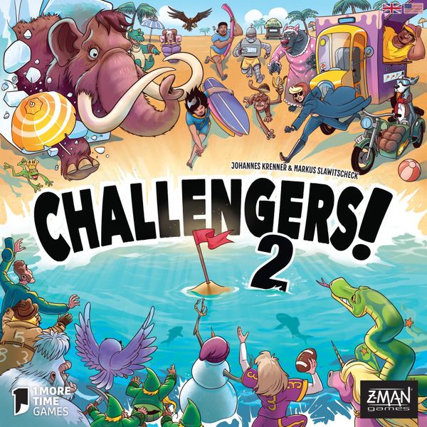 Challengers! 2, 1 More Time Games / Z-Man Games, 2023 — front cover (image provided by the publisher)