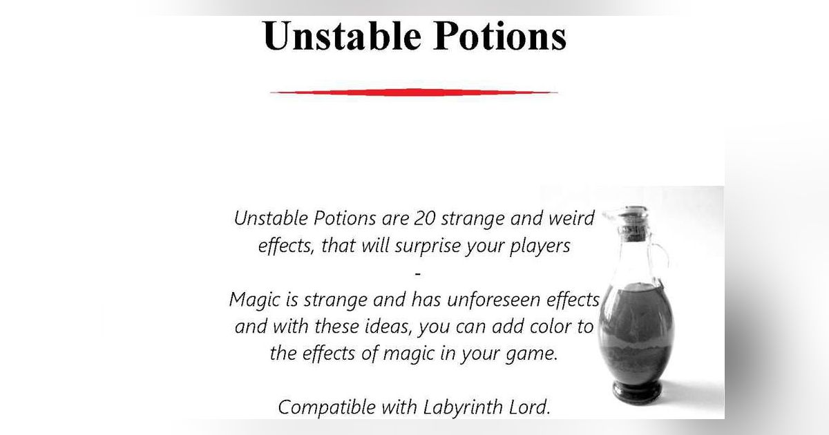 Unstable Potions (Labyrinth Lord) | RPG Item | BoardGameGeek