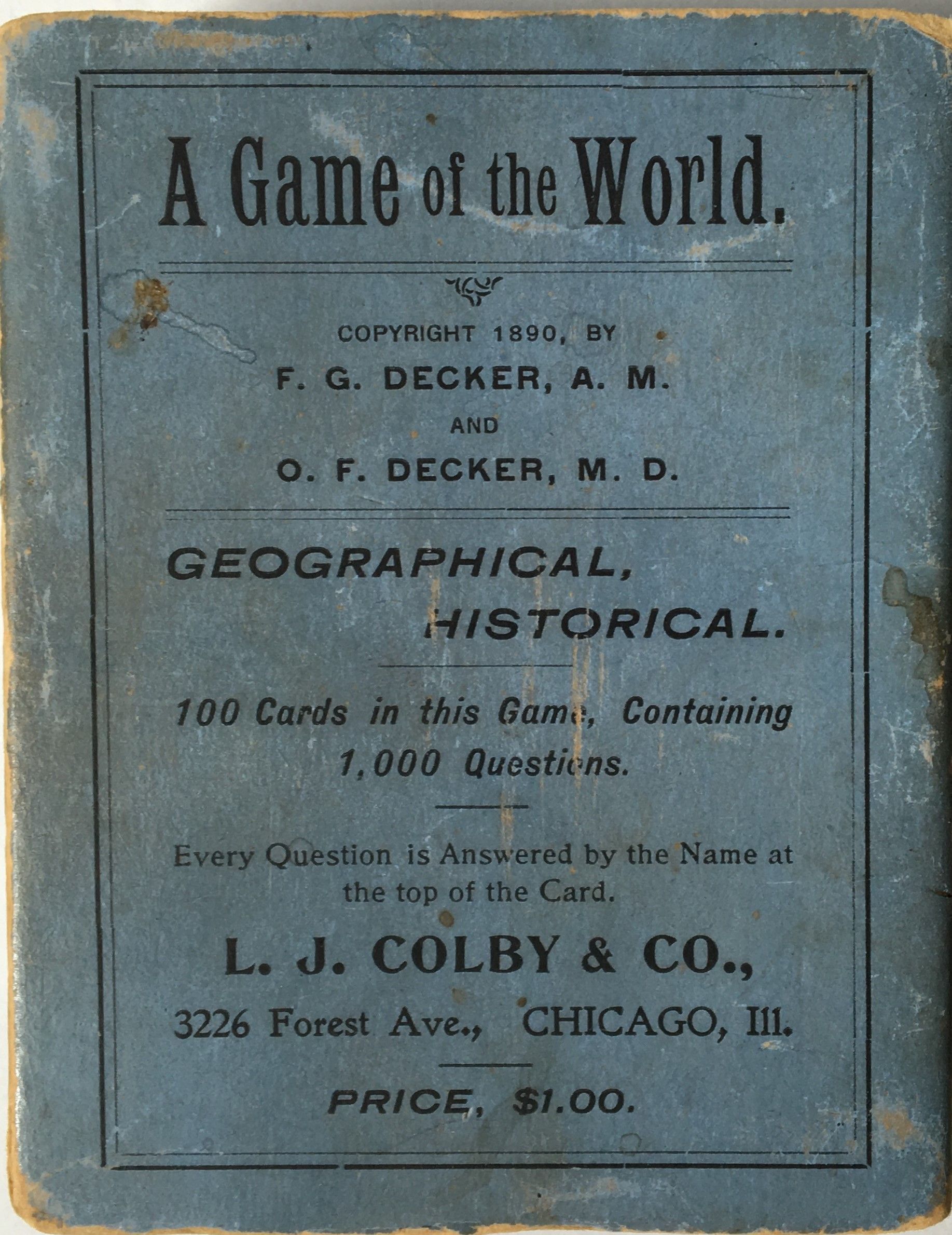 A Game of the World box art