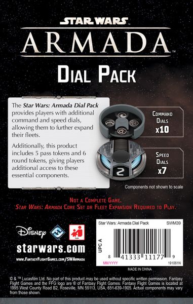 Star Wars: Armada – Dial Pack, Fantasy Flight Games, 2020 — back cover (image provided by the publisher)