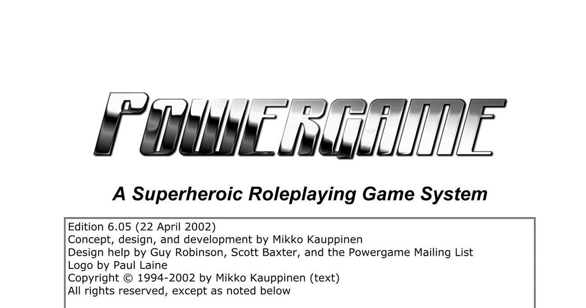 Powergame (6th Edition) | RPG Item | RPGGeek