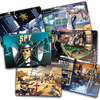 Some of the location cards and the spy card