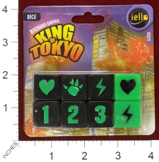 King of Tokyo red white and blue dice 