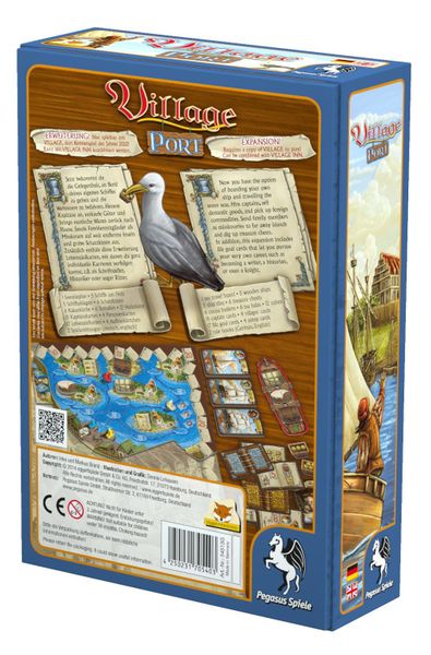 Village Port, back of the box (eggertspiele & Pegasus Spiele, 2014)