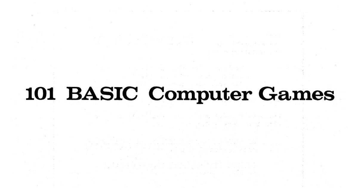 101 BASIC Computer Games Video Game VideoGameGeek