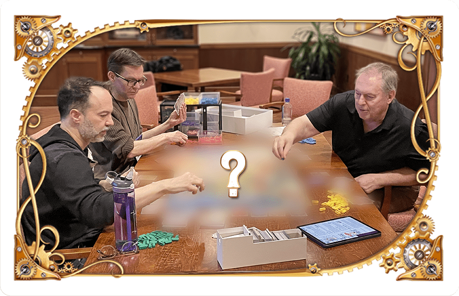Ticket to Ride Legacy: Legends of the West — from left, designers Rob Daviau, Matt Leacock, and Alan R. Moon (image provided by the publisher) — Photo by W Eric Martin on BoardGameGeek