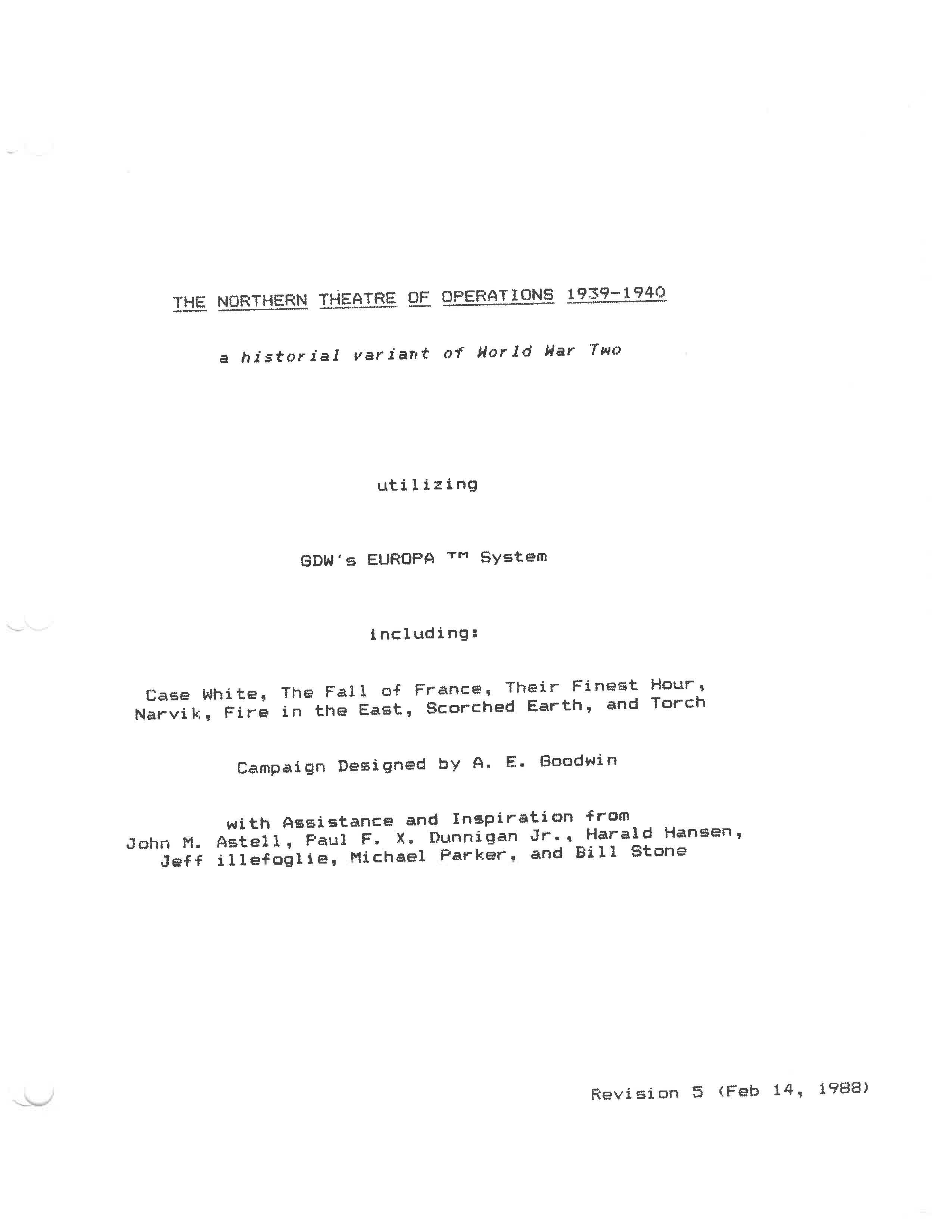 The Northern Theatre of Operations 1939-40