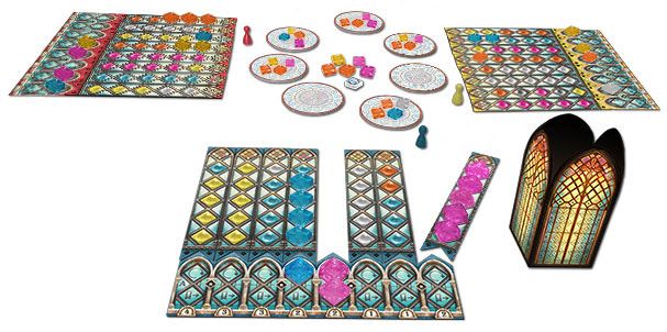 Azul: Stained Glass of Sintra, Next Move Games, 2018 — components (image provided by the publisher)