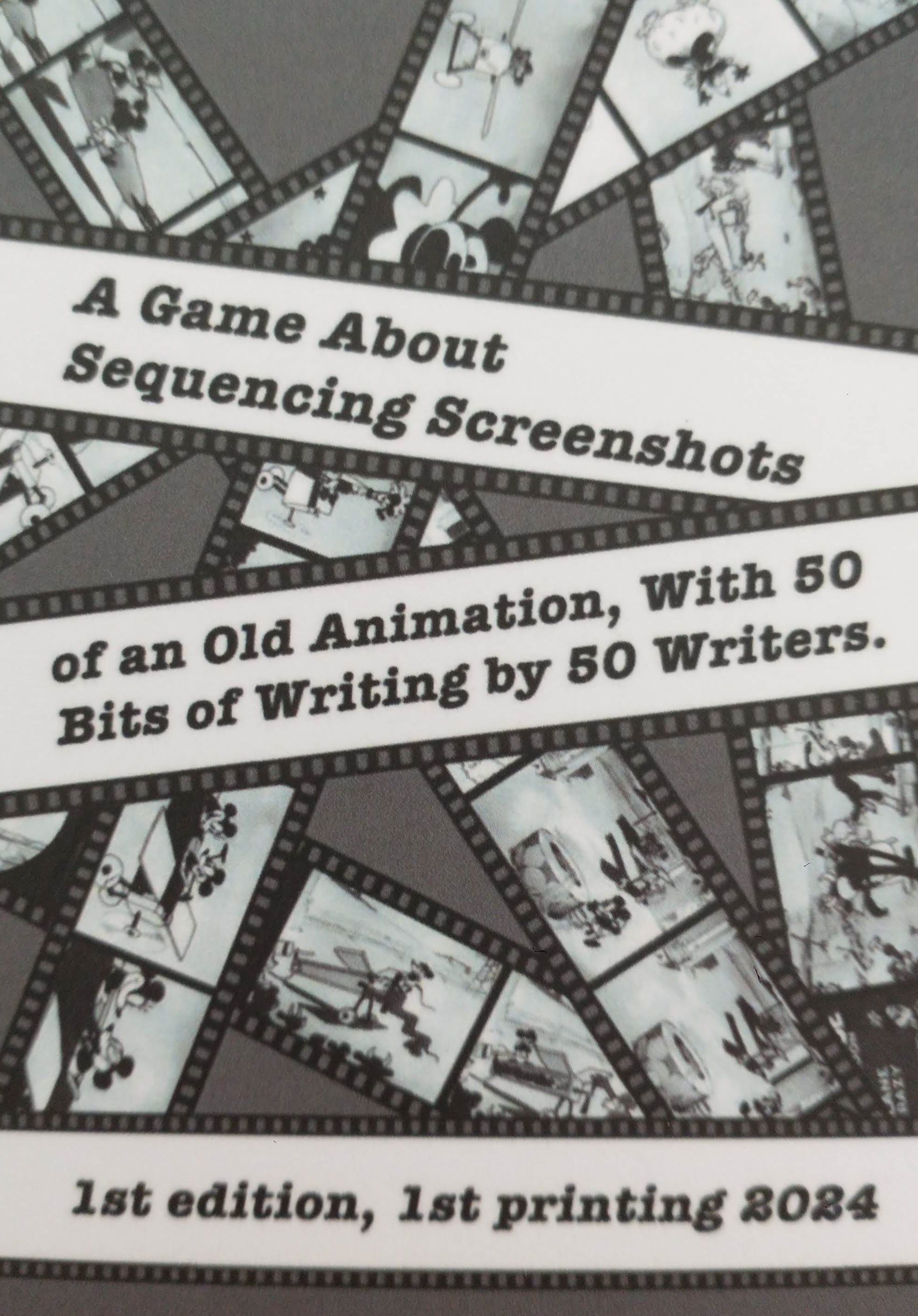 A game about sequencing screenshots of an old animation with 50 bits of writing by 50 writers.