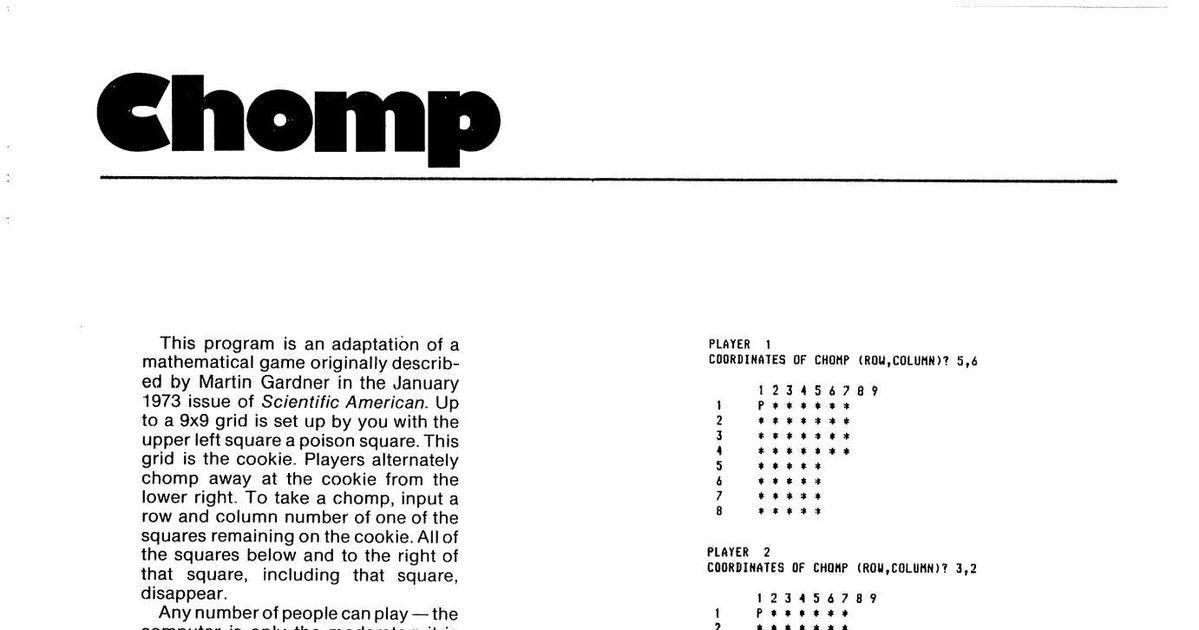 Chomp | Video Game | BoardGameGeek