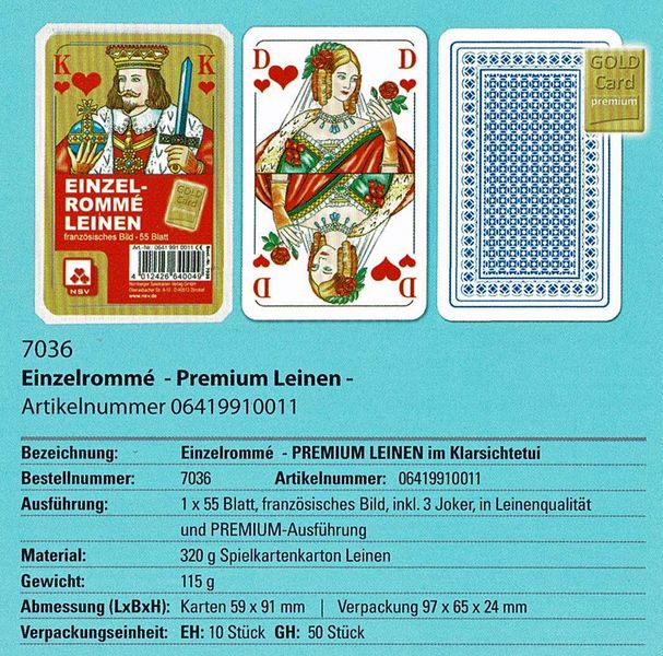 im Klarsichtetui französisches Bild Nürnberger Spielkarten Rommé Premium 