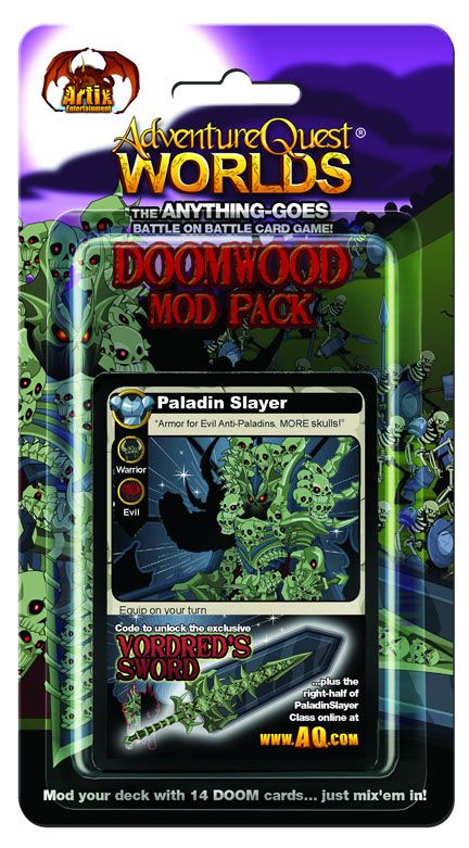 AdventureQuest Worlds: The ANYTHING-GOES BattleOn Battle Card Game – Doomwood Mod Pack box art