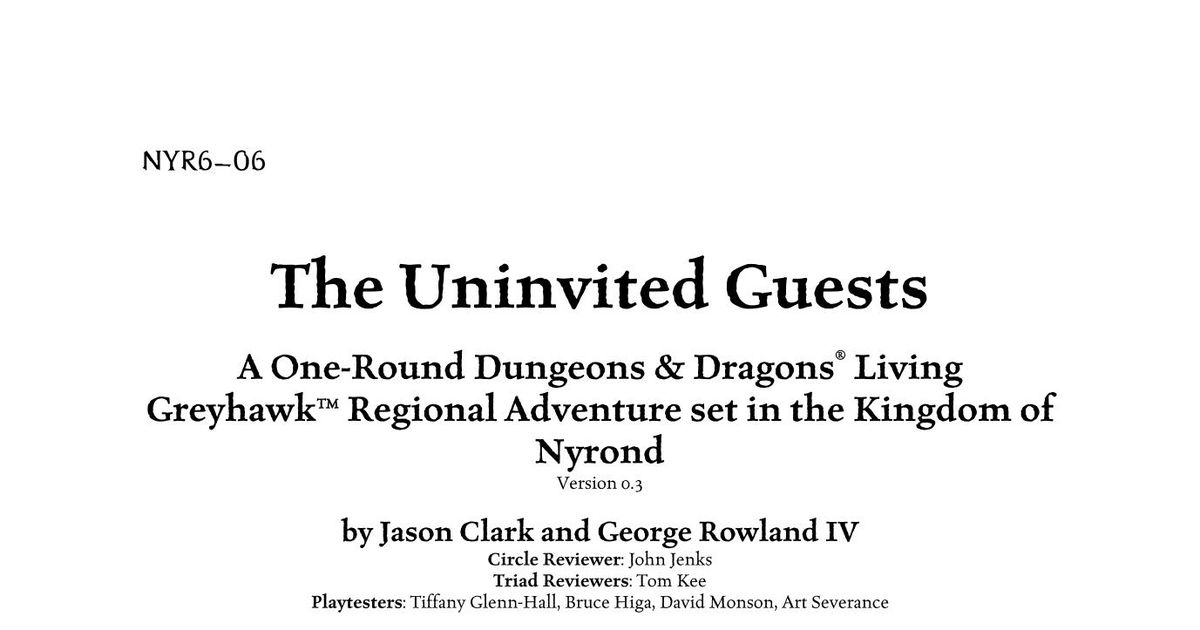 NYR6-06: The Uninvited Guests | RPG Item | RPGGeek