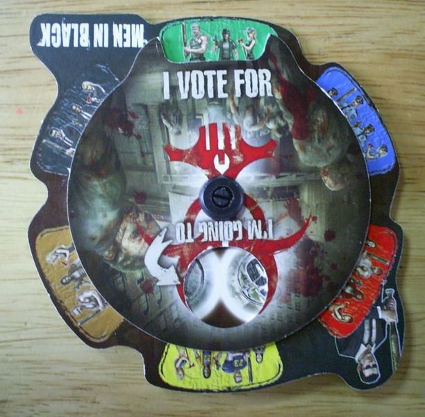Close up of the voting wheel.