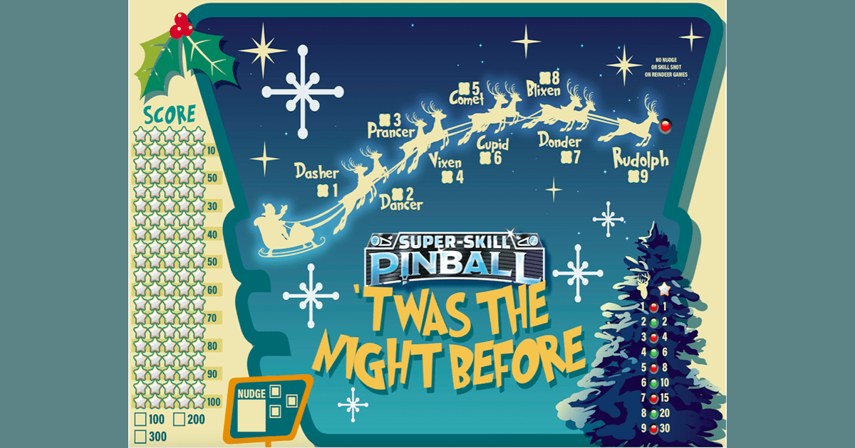 Print and Play: Super Skill Pinball Christmas Table | Juegos Roll & Write
