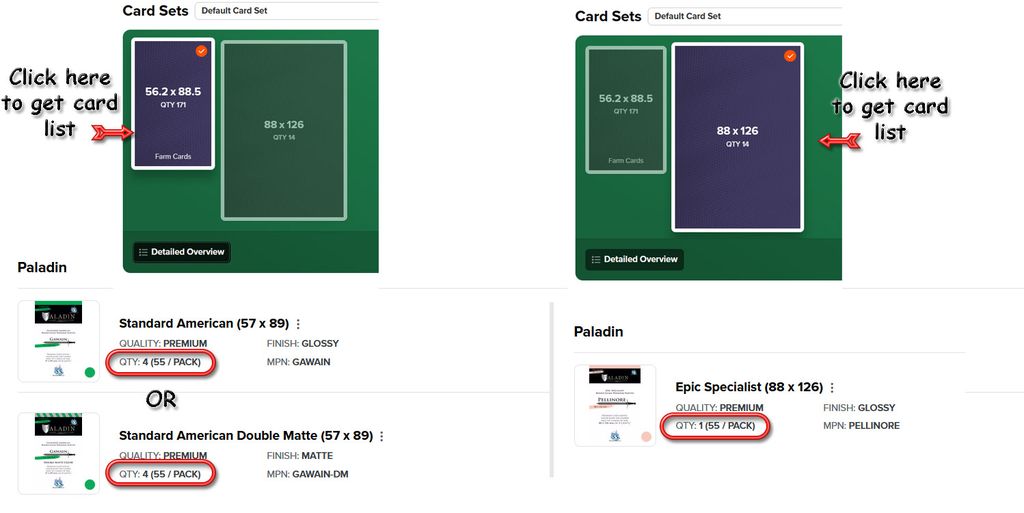 Paladin sleeve count and size La Granja Deluxe Master Set