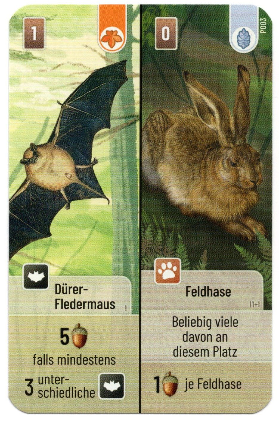Mischwald: Dürer-Fledermaus / Feldhase Promokarte
