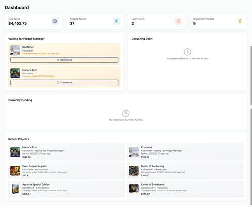 I made a web app for tracking board game pledges