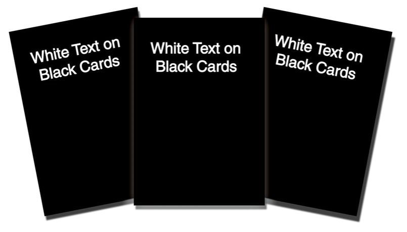 White Text on Black Cards box art
