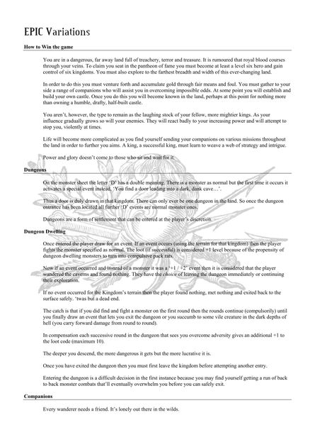 EPIC Variations | RPG Item | RPGGeek