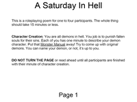 RPG Item: A Saturday In Hell