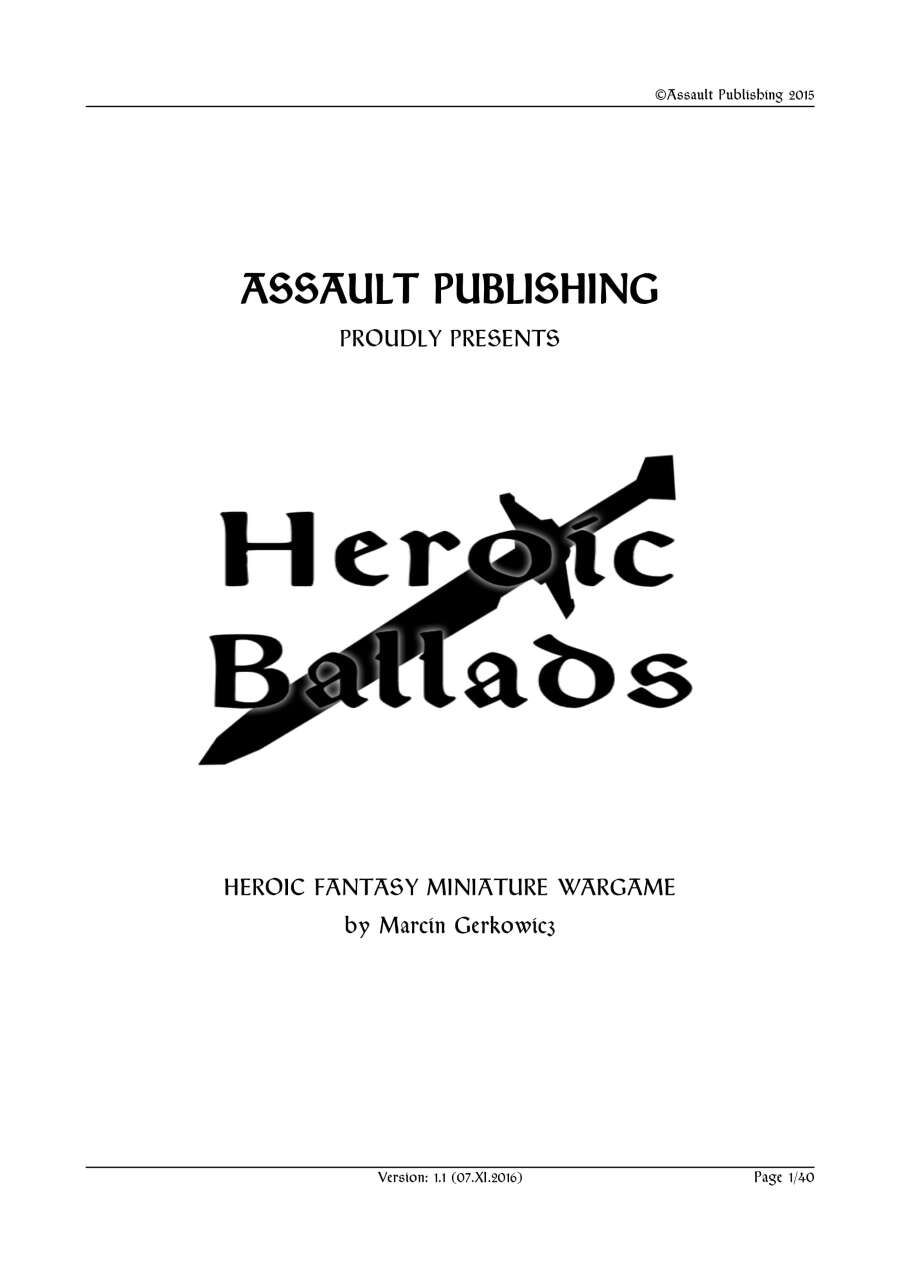 Heroic Ballads: Heroic Fantasy Miniature Wargame