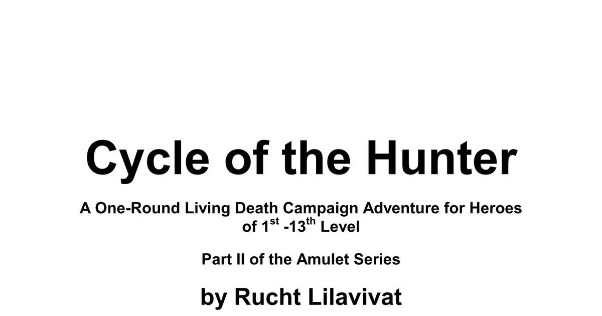 Cycle of the Hunter | RPG Item | RPGGeek