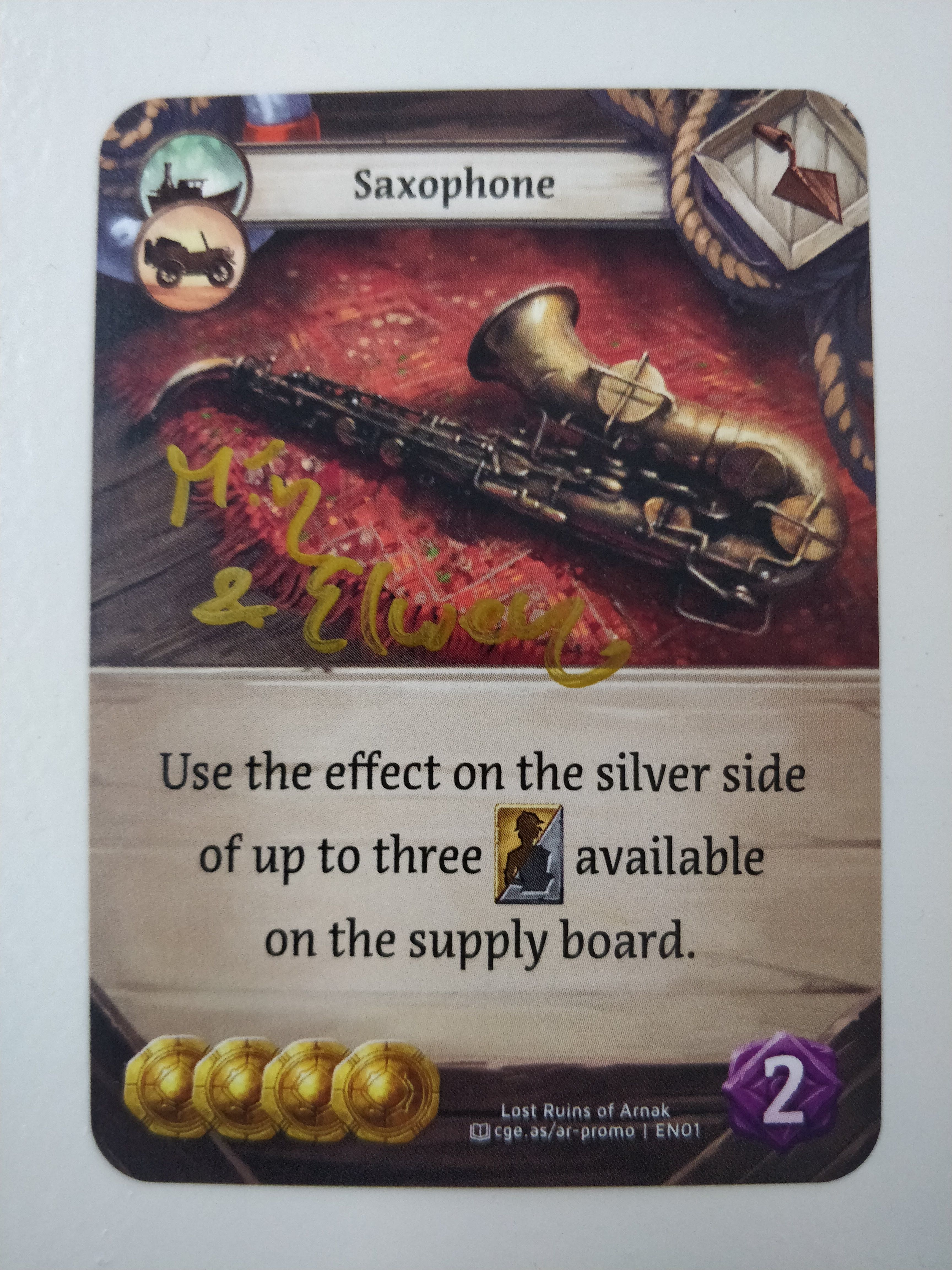Product Details | Lost Ruins of Arnak: Saxophone Promo Card | GeekMarket