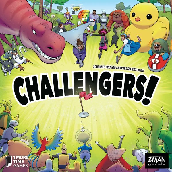 Challengers!, Z-Man Games / 1 More Time Games, 2022 — front cover, English edition (image provided by the publisher)