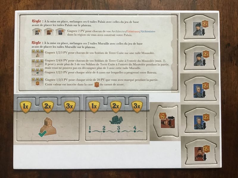Front side of the „Zhanguo: The First Empire – Convention Promo Tiles“ including the French rules