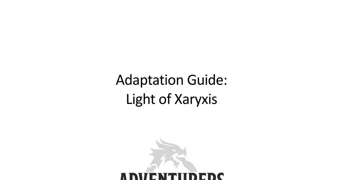 Adaptation Guide Light of Xaryxis RPG Item RPGGeek
