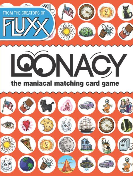 The front of the box for the card game Loonacy.