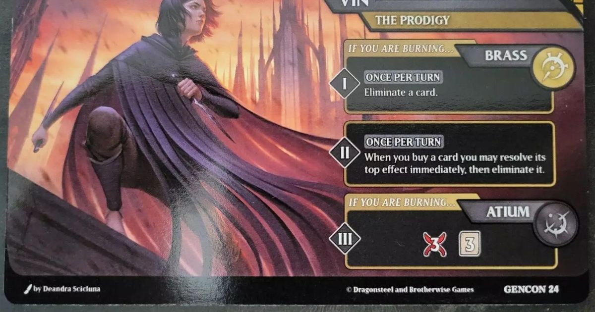 Mistborn Deckbuilding Game Vin The Prodigy Gencon Promo Card Board